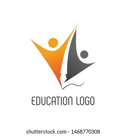 education logo design template , pen and man symbol