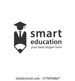 plantilla de diseño de logotipo educativo, con elemento lápiz