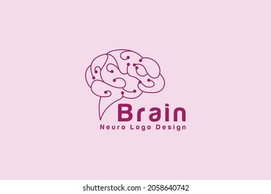education logo design template, vector brain with dots for smart communication , education concept