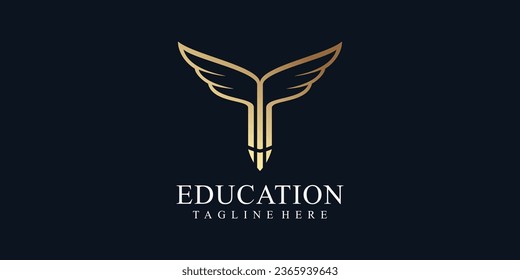 Education logo design unique concept Premium Vector