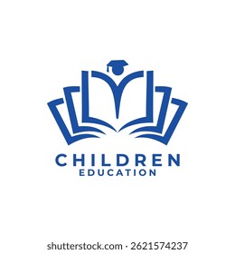 Education logo design vector. People or kids with book combination logo design vector