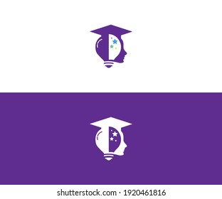 education logo design vector template. consisting of a lamp icon and cap 