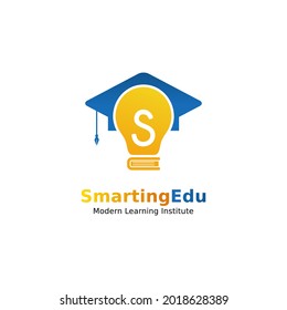 Education logo digital concept for academic company. Modern learning technology on letter s branding