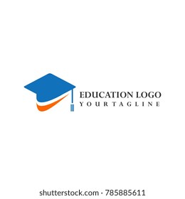 Education logo with finance corporate shape abstract. orange and blue