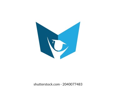 Plantilla de logotipo de diseño de iluminación de vectores planos con logotipo educativo