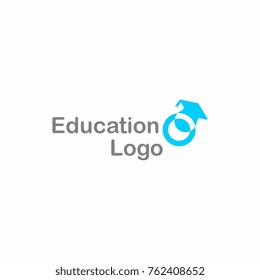Education logo, globe and hat.