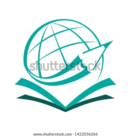 Education logo, globe pencil and book logo cartoon isolated on white background