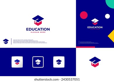 logo educativo , sombrero , inteligente , plantilla de diseño de logo.