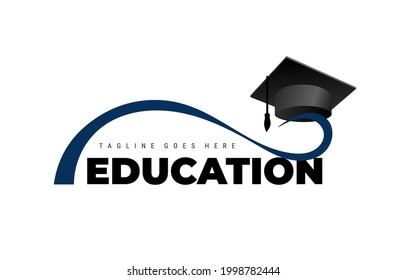 Education logo icon design. Graphic of congratulations graduation concept logo design template. Vector illustration. Isolated on white background.