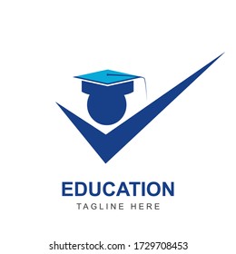 Education Logo Icon Design Template With Cap Graduation Shape, Symbol Of Hat Student Concept. Academic Vector Illustration Can Use For Brand Business, Company, Campus, University, And School Library