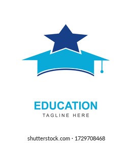 Education logo icon design template with cap graduation shape, symbol of hat student concept. Academic vector illustration can use for brand business, company, campus, university, and school library