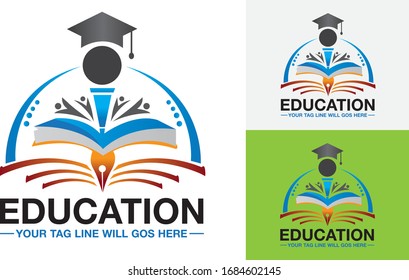 Education logo icon design vector illustrations
