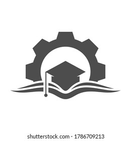Education logo icon design, vector illustration, Gear Concept design logo.