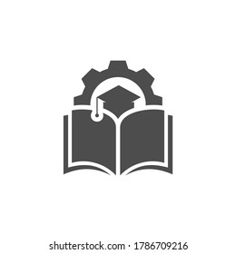 Diseño del icono del logotipo educativo, ilustración vectorial, logotipo de diseño del concepto de engranaje.
