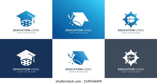 colección de diseño del logotipo educativo. logotipo de inspiration toga, universidad, logo de graduación, estudiante exitoso.