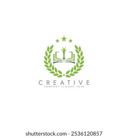 Education logo icon design,tree book logo,university logo vector design 