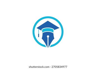 Ícone do logotipo educacional, logotipo da caneta de estilo plano