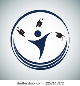 Education logo isolated on gray background. Education logo for web site, app, emblem and design template. Creative art concept, vector illustration