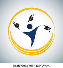 Education logo isolated on gray background. Education logo for web site, app, emblem and design template. Creative art concept, vector illustration
