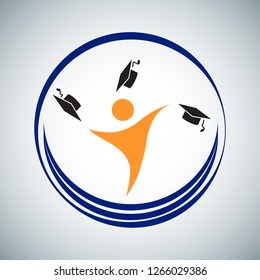 Education logo isolated on gray background. Education logo for web site, app, emblem and design template. Creative art concept, vector illustration