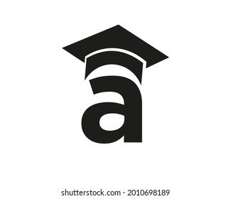 Education logo with A letter hat concept. Graduation logo with A letter vector