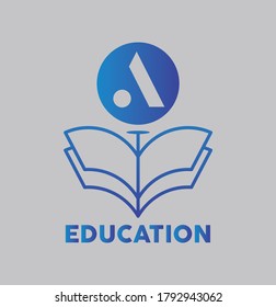 Education Logo Modern Alphabetic learning book