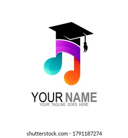 Education logo with music design template, Colorful icons