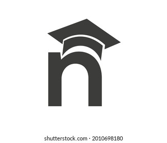 Logo educativo con el concepto de sombrero de letra N. Logo de graduación con vector de letra N