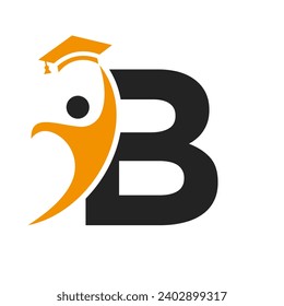 Logotipo De Educación En La Letra B Con Icono De Sombrero De Graduación. Símbolo de graduación