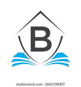 Education Logo On Letter B Concept With Book Symbol Vector Template