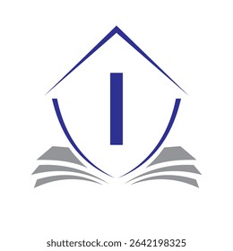 Education Logo On Letter I Concept With Book Symbol Vector Template