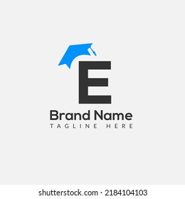 Education Logo On Letter E Template. Education On E Letter, Initial Education Sign Concept