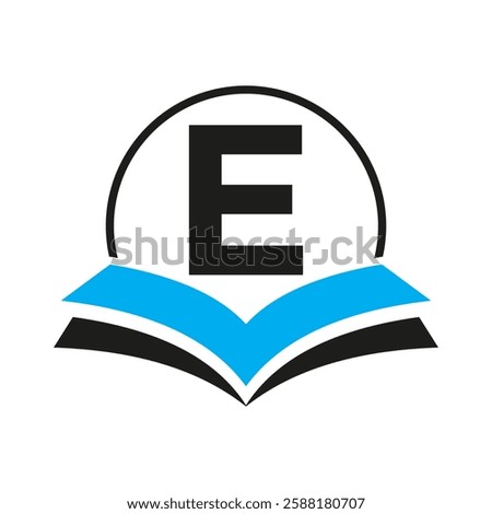 Education Logo On Letter E With Book Symbol For Academy and Graduation Logo Template Design
