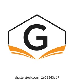 Education Logo On Letter G Concept With Open Book Icon