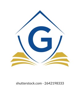 Education Logo On Letter G Concept With Book Symbol Vector Template