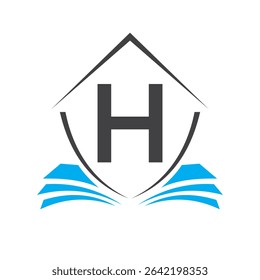 Education Logo On Letter H Concept With Book Symbol Vector Template