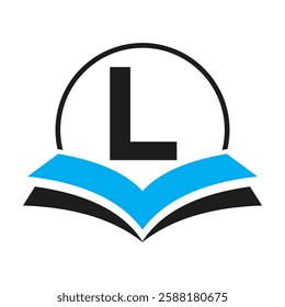 Education Logo On Letter L With Book Symbol For Academy and Graduation Logo Template Design