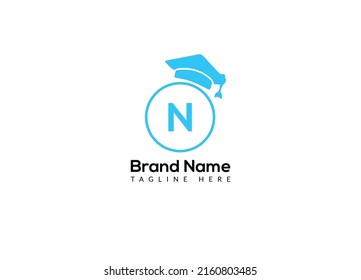 Education Logo On Letter N Template. Initial Educational Sign Concept Template