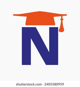 Logo De Educación En La Letra N Con Icono De Sombrero De Graduación. Símbolo de estudio