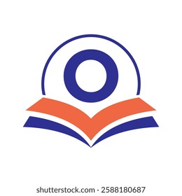 Education Logo On Letter O With Book Symbol For Academy and Graduation Logo Template Design