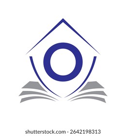 Education Logo On Letter O Concept With Book Symbol Vector Template