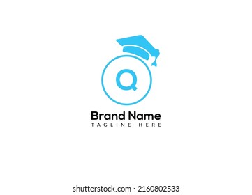 Education Logo On Letter Q Template. Initial Educational Sign Concept Template