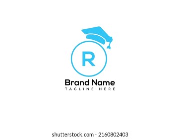 Education Logo On Letter R Template. Initial Educational Sign Concept Template