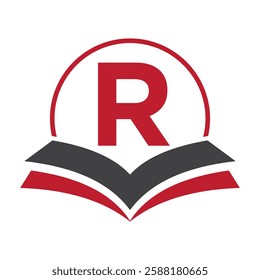 Education Logo On Letter R With Book Symbol For Academy and Graduation Logo Template Design