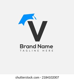 Education Logo On Letter V Template. Education On V Letter, Initial Education Sign Concept