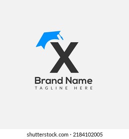Education Logo On Letter X Template. Education On X Letter, Initial Education Sign Concept