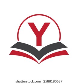 Education Logo On Letter Y With Book Symbol For Academy and Graduation Logo Template Design