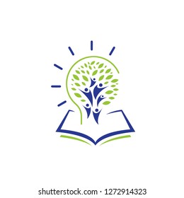 Education logo with open book and abstract student lines,stars and circle line, open book logo concept, education, school, student logo concept