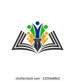 Education logo open book. School, university, academic and college concept symbol