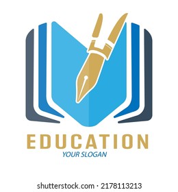 Education logo. An open book. Vector illustration for websites, applications and thematic design. Flat style